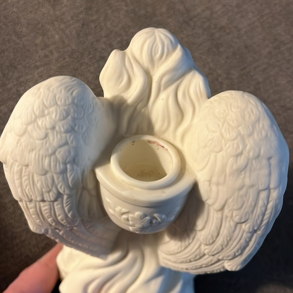 Partylite 8.25" Angel Candleholder with Cherubs, Ivory Bisque Porcelain -$18 - Picture 6 of 11